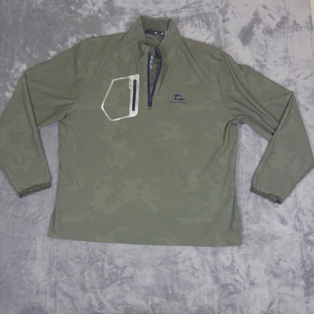 RLX Ralph Lauren Pullover Mens XXL Green Camo 1/4 Zip Ocean Forest Golf Jacket